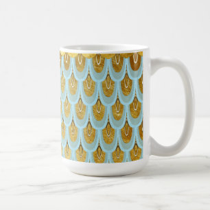 Shiny Blue Aquamarin Glitzer Mermaid Fischskalen Kaffeetasse