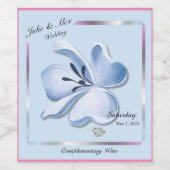 Shiny Blue Blume Wedding Wine Bottle Labels Weinetikett (Einzelnes Label)