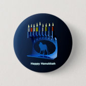 Shiny Blue Chanukkah Menorah Button (Vorderseite)