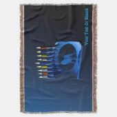 Shiny Blue Chanukkah Menorah Decke (Vorderseite Vertikal)