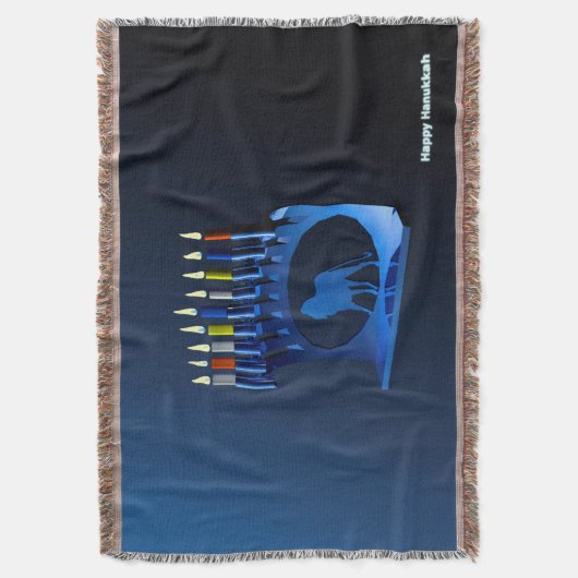 Shiny Blue Chanukkah Menorah Decke (Vorderseite Vertikal)