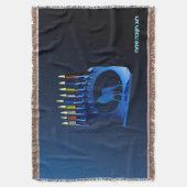 Shiny Blue Chanukkah Menorah Decke (Vorderseite Vertikal)