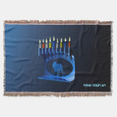 Shiny Blue Chanukkah Menorah Decke (Vorderseite)
