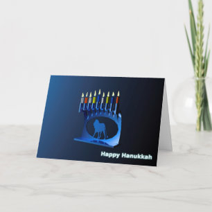 Shiny Blue Chanukkah Menorah Feiertagskarte
