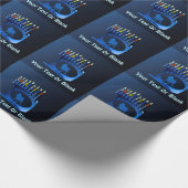 Shiny Blue Chanukkah Menorah Geschenkpapier (Ecke)