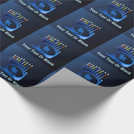 Shiny Blue Chanukkah Menorah Geschenkpapier (Ecke)