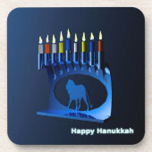 Shiny Blue Chanukkah Menorah Getränkeuntersetzer (Vorderseite)