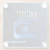 Shiny Blue Chanukkah Menorah Glasuntersetzer (Rückseite)