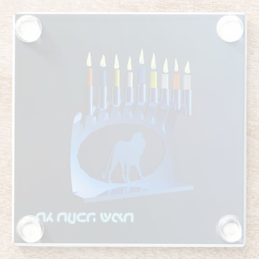 Shiny Blue Chanukkah Menorah Glasuntersetzer (Rückseite)
