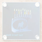 Shiny Blue Chanukkah Menorah Glasuntersetzer (Rückseite)