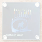 Shiny Blue Chanukkah Menorah Glasuntersetzer (Rückseite)