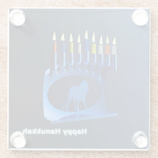 Shiny Blue Chanukkah Menorah Glasuntersetzer (Rückseite)