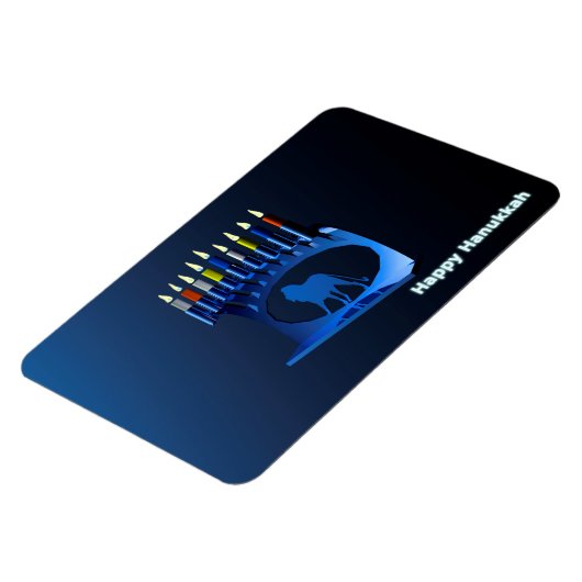Shiny Blue Chanukkah Menorah Magnet (Linke Seite)