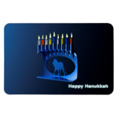 Shiny Blue Chanukkah Menorah Magnet (Horizontal)