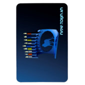 Shiny Blue Chanukkah Menorah Magnet (Vertikal)