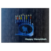 Shiny Blue Chanukkah Menorah Schneidebrett (Vorderseite)