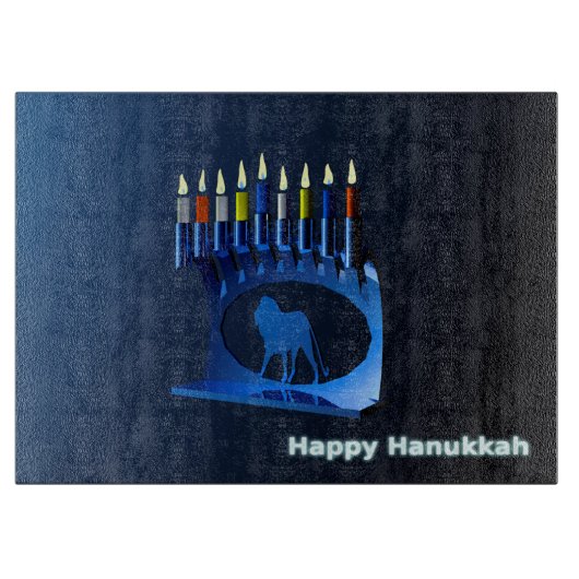 Shiny Blue Chanukkah Menorah Schneidebrett (Vorderseite)