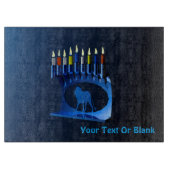 Shiny Blue Chanukkah Menorah Schneidebrett (Vorderseite)