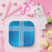 Shiny Blue Cross Pappteller (Party)