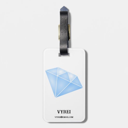 Shiny Blue Diamond Carat Gepäckanhänger (Rückseite vertikal)