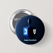 Shiny Blue Dreidel Button (Vorne & Hinten)