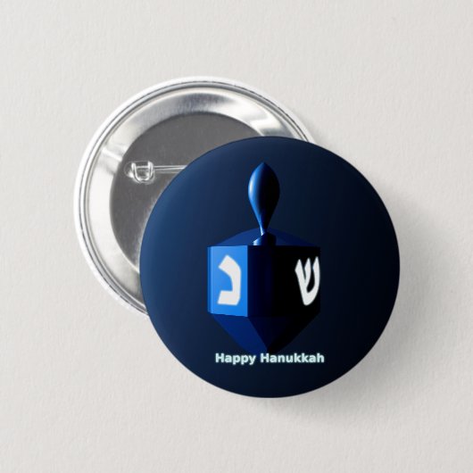 Shiny Blue Dreidel Button (Vorne & Hinten)