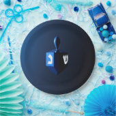 Shiny Blue Dreidel Pappteller (Party)