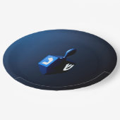 Shiny Blue Dreidel Pappteller (Schrägansicht)