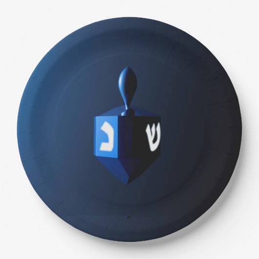 Shiny Blue Dreidel Pappteller (Vorderseite)