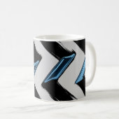 Shiny Blue Formen mit Diagonal Brush Stroke Kaffeetasse (VorderseiteRechts)