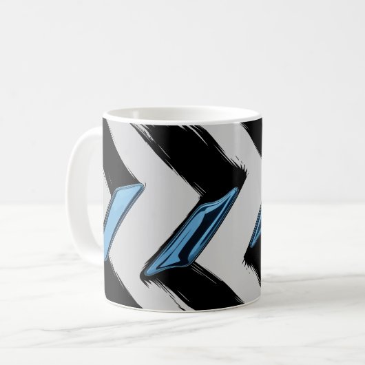Shiny Blue Formen mit Diagonal Brush Stroke Kaffeetasse (Vorderseite Links)