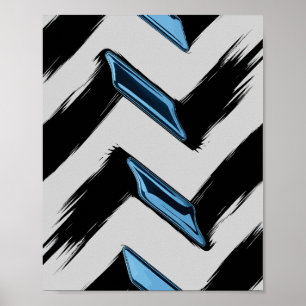 Shiny Blue Formen mit Diagonal Brush Stroke Poster