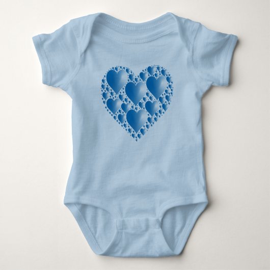 Shiny Blue Hearts Baby Strampler (Vorderseite)