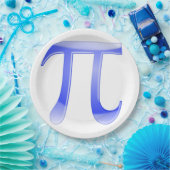 Shiny Blue Pi Symbol Pappteller (Party)