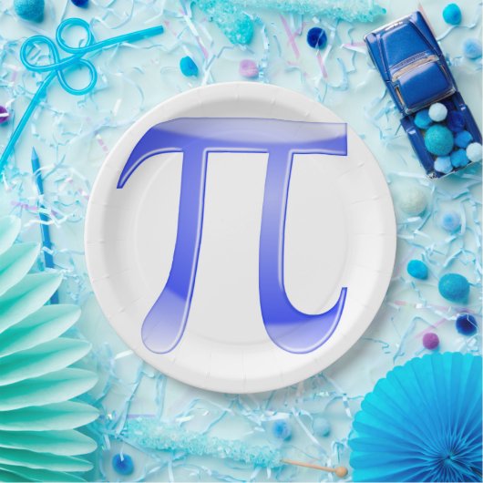 Shiny Blue Pi Symbol Pappteller (Party)