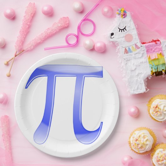 Shiny Blue Pi Symbol Pappteller (Party)