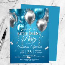 Shiny Blue und Silver Balloons Retirement Party