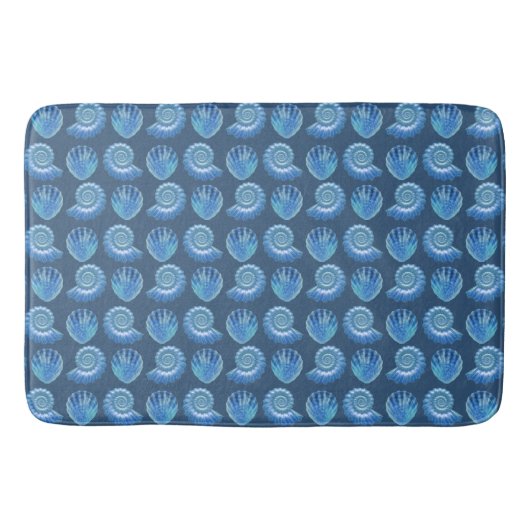 Shiny Blue Verziert Muscheln Muster Badematte (Vorderseite)