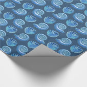 Shiny Blue Verziert Muscheln Muster Geschenkpapier (Ecke)