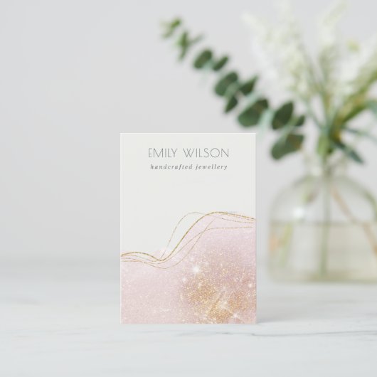 Shiny Blush Gold Glitzer Blank Juwelier Display Visitenkarte (Stehend Vorderseite)