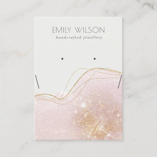 Shiny Blush Gold Glitzer mit Necklace Display Visitenkarte (Vorderseite)