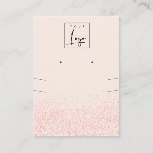 Shiny Blush Pink Glitzer Texture Earring Necklace Visitenkarte (Vorderseite)