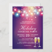 Shiny Bokeh String Lights Holiday Cocktail Party Einladung (Vorderseite)