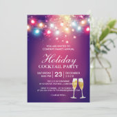 Shiny Bokeh String Lights Holiday Cocktail Party Einladung (Stehend Vorderseite)