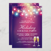 Shiny Bokeh String Lights Holiday Cocktail Party Einladung (Vorne/Hinten)