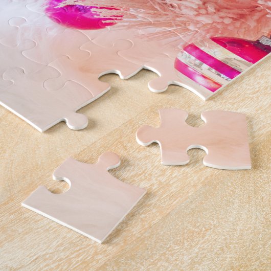 Shiny Brites auf Pink Christmas Tree Jigsaw Puzzle (Seite)