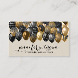 Shiny Bronze Black Balloons auf Beige Hintergrund Visitenkarte