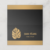 Shiny Bronze Blume Monstera Blätter auf schwarzem  Terminkarte (Außenseite Aufgefaltet)