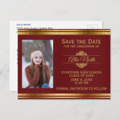 Shiny Burgundy und Gold Foto Abschluss Postkarte (Vorne/Hinten)