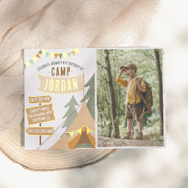 Shiny Camping Outdoor Boy Foto Geburtstagsparty Folieneinladung